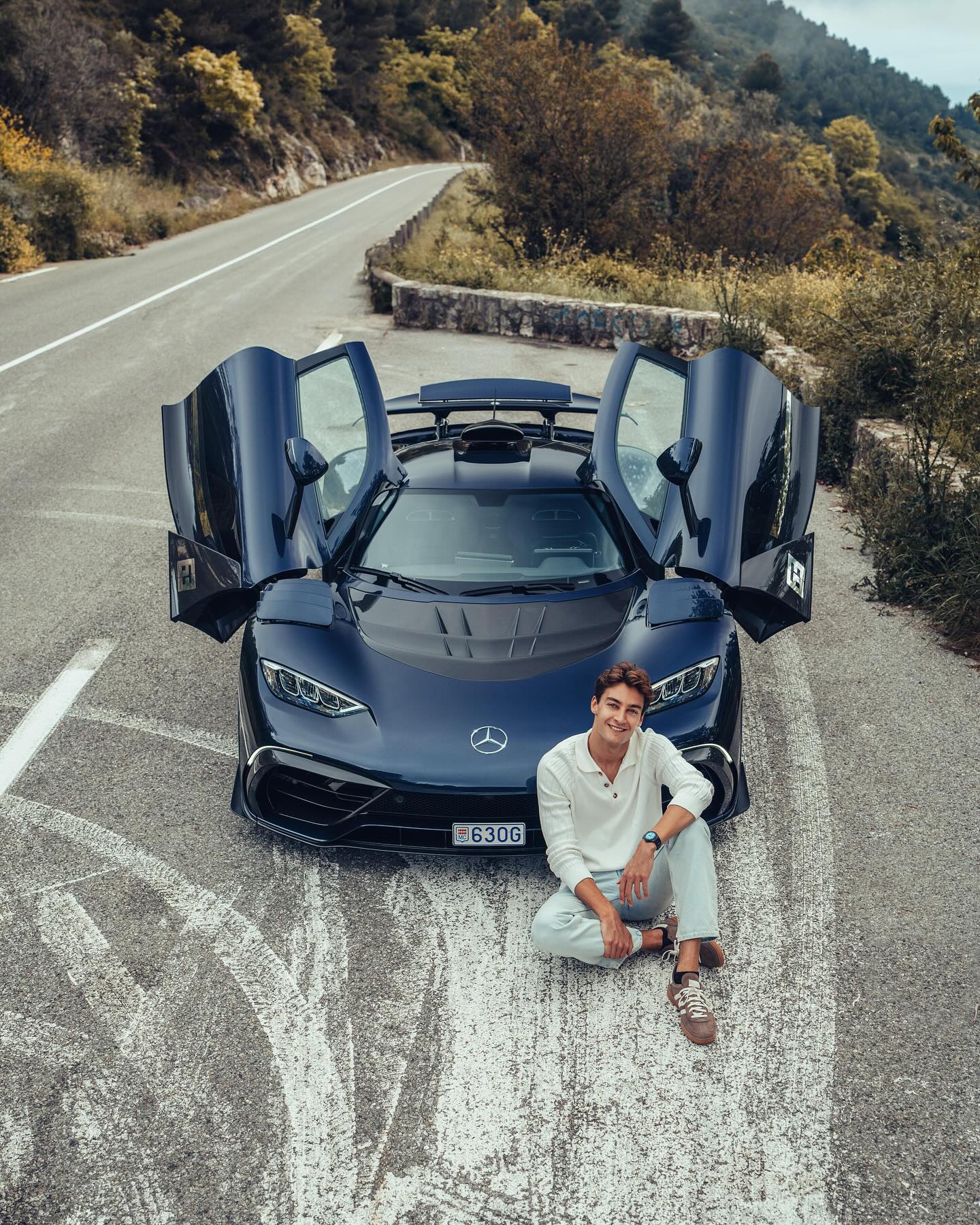 George Russell with his Mercedes-AMG ONE